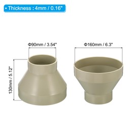 PATIKIL 6" to 3.5" Duct Reducer Connector, 2pcs Heating Cooling Ventilation Fire-Resistant Increaser Adapter Pipe Fitting for Vent System, Beige 160x90 mm ID