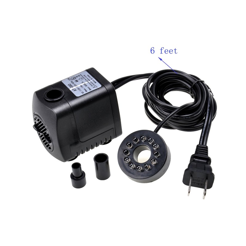 Lewisia 211 GPH Fountain Pump Submersible with LED Light Adjustable