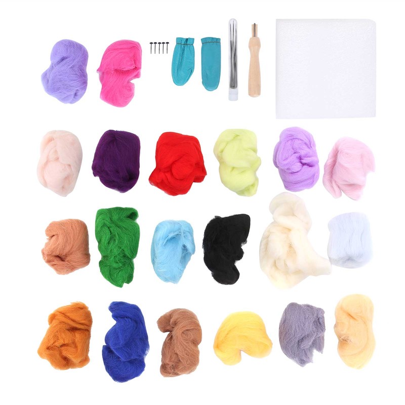 Needle Wool Felt Kit 20 Colors 5g Felting Supplies Tools
