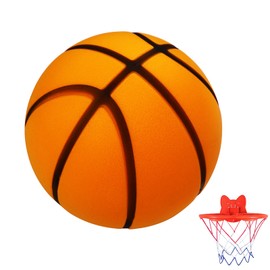 Grooved Silent Basketball 8.3 Inch, Silent Foam Basketball with Wall Mount Basketball Hoop, Kids Training Quiet Basketball Indoor Dribbling Dunking for Home Office Indoor Entertainment （AGE 3+）