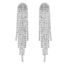 SELOVO Rhinestone Crystal Tassel Long Sparkle Dangle Earrings 2.8"/3.3" Wedding Party Dangling Earrings, Crystal