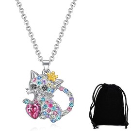 KUMSODE Necklace for Children with Cat Cute Cat Necklace for Girls, Cat Pendant, Gift for Christmas, Birthday Gift for Children, Girls, Women