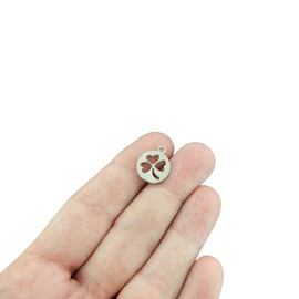 Bohemian Findings Shamrock Cut Out Silver Tone Stainless Steel Charm 2 Sided - SSP026