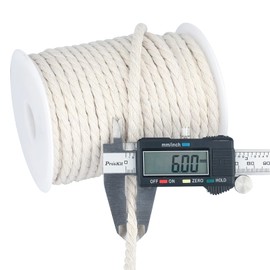 KINGLAKE Macrame Cord 6mm, 30m Natural Twisted Cotton Rope Thick String for Crafts, Wall Hanging, Plant Hanger, Knitting, Gardening, Decoration