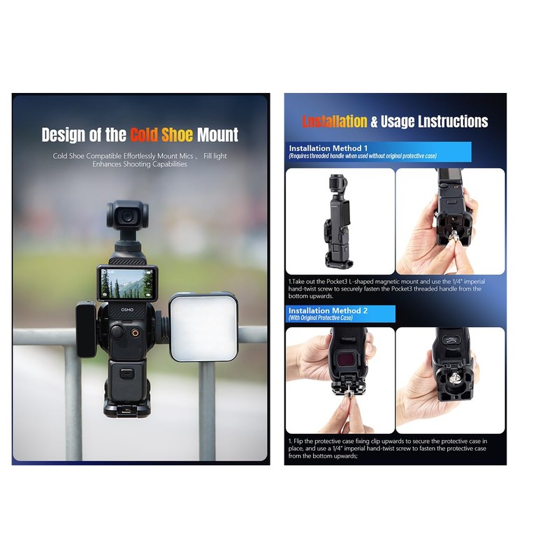 Magnetic Mount for DJI OSMO Pocket 3/Pocket 4, Aluminum Extension