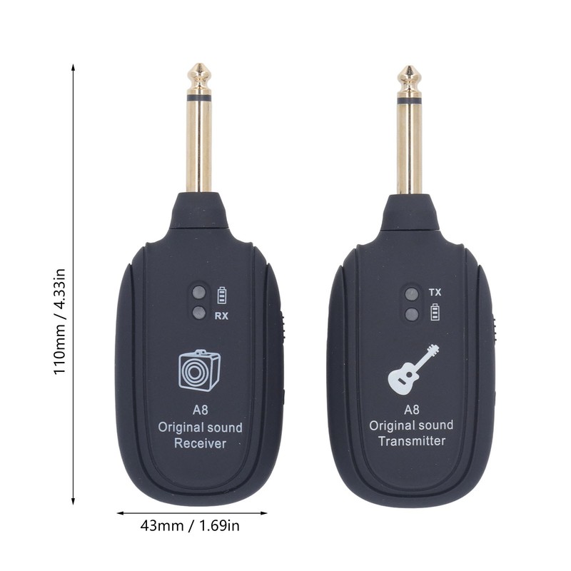 Electric Guitar Transmitter Receiver Set 6.35mm Rechargeable Wireless Guitar System