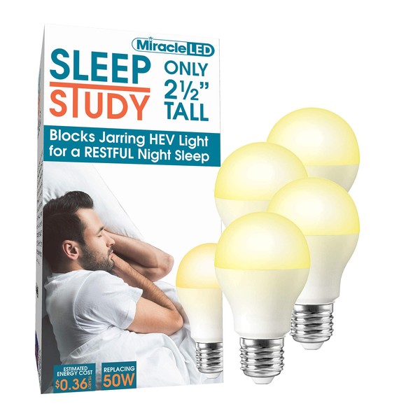 Miracle LED 602011 Sleep Study Light Bulb 3W, Low Profile (4-Pack)
