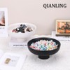 QIANLING Large Black Decorative Bowl - Black Fluted Pedestal Bowl,