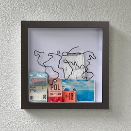 Plane Ticket Travel Memory Box, Travel Ticket Movie Stub Shadow Box, Top Loading Concert Ticket Display Frame, Travel Keepsake Box, Adventure Archive Box, Ticket Holder Map Plane (Black x12inche)