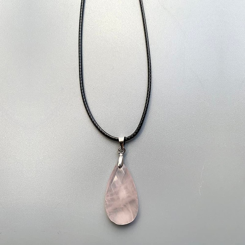VIE VIE Teardrop Faceted Pendant (Rose Quartz)