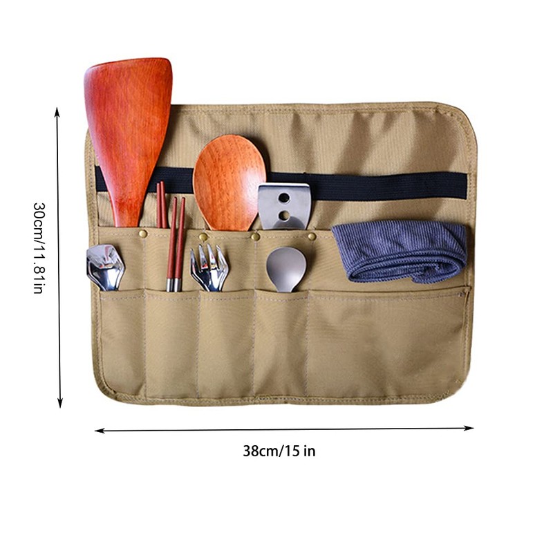 PWPAM Camping Tableware Storage Bag Picnic Cutlery Organizer Bag Cooking