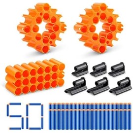XSHOT Insanity Accessories,2 Round Connectors & Connectors (1 Square, 3A, 3B), 50 Darts, Toy Foam Dart Blaster Accessory, Major Brand Compatible