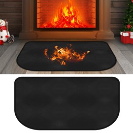 Lotvic Fireproof Indoor Fireplace Mat, 40x20'' Fiberglass Hearth Rugs for Fireplaces, Anti-Slip Flame-Resistant Pad, Ember Protection Mat for Fireplace Stove Indoor Outdoor (Black, 102x50cm)