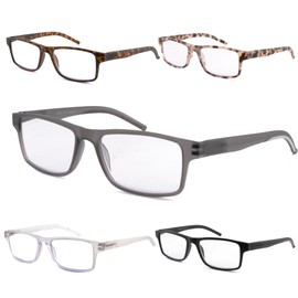 HIYANJN Blue Light Reading Glasses for Men Women Spring Hinge 5 Pack Computer Readers Rectangular Frame Eyeglasses