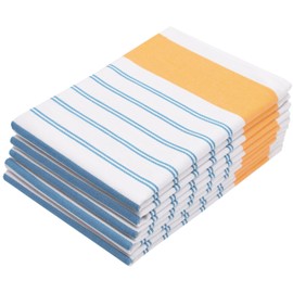 ZOLLNER Set of 5 Tea Towels 50 x 70 cm Cotton Blue White Orange