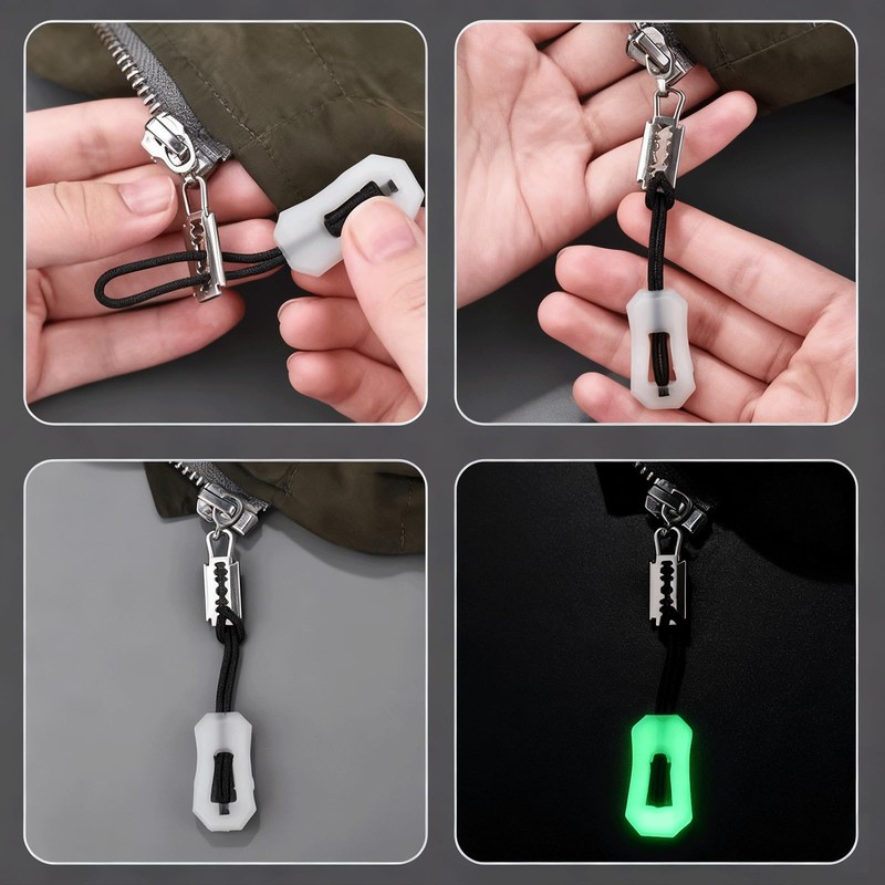 20 Pcs Self Luminous Zipper Pulls,Glow in The Dark Zipper