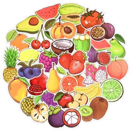 QTL Stickers for Kids Fruit Stickers for Scrapbooking Water Bottles Vegetable Stickers for Kids Waterproof Cute Fruit and Vegetable Stickers Packs 50Pcs