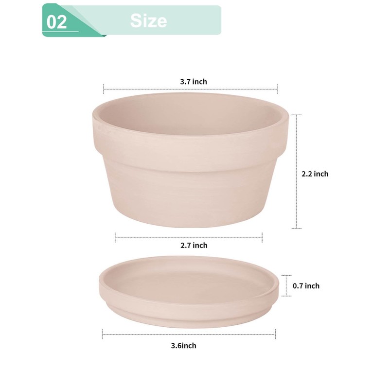 vensovo 3.7 Inch Pink Terracotta Shallow Succulent Pots - 6