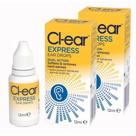 Cl-ear Express Ear Drops - Dual Action Ear Wax Removal, Softens and Breaks Up Hardened Ear Wax, Easy Squeeze Dropper, Reduces The Need for Syringing - Audiologist Recommended - 24 ml (2 Pack)