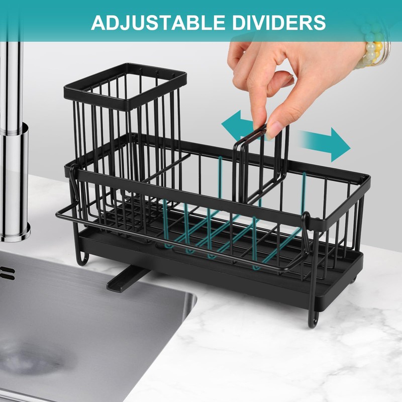 Richenda Kitchen Sink Organiser, Kitchen Sink Caddy with High Brush
