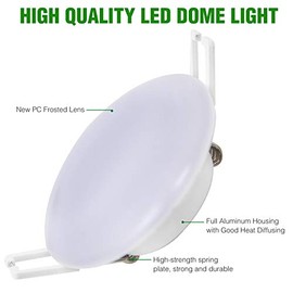 12V LED Puck Light, 6 Packs 3inch Recessed Mount Ceiling Dome Light, 4000K Cool White Soft Light Under Cabinet Light, 12V Interior Light for RV, Campe