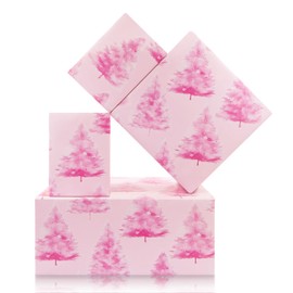 Geluode Christmas Tree Wrapping Paper Rolls,Xmas Pink Gift Wrap Paper Mini Roll 17in X 9.8ft,Cute Aesthetic Christmas Wrapping Paper Roll For Merry Christmas New Year Winter Party