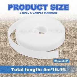 PATIKIL Carpet Marker Strips 20mm x 5 Meters, 2 Roll Floor Markers Nylon Strip Floor Marking Tape for Classroom Rug Teacher Supplies, White