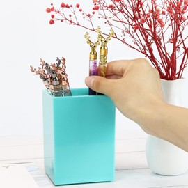 Koqye Pen Holder Teal Pencil Holder Cup Desk Organizer Decorative Acrylic Makeup Brush Holder Pen Cup for Home Office N School (Teal)