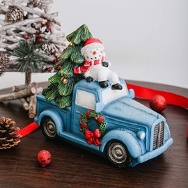TZSSP Blue Christmas Truck,Lighted Blue Truck Christmas Décor-Christmas Car,Tabletop Pick-Up Truck for Christmas Decorations Gift Holiday Table Top Décor