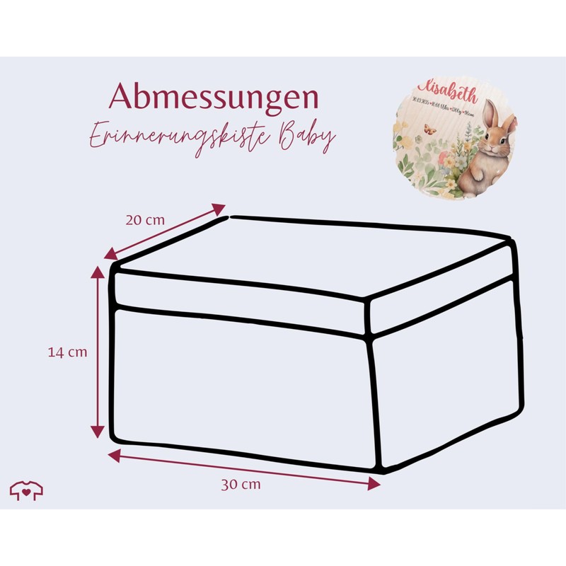 Wooden Memory Box - Baby Memory Box Rabbit | Individual