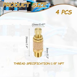 MECCANIXITY 4pcs Male Air Pneumatic Mufflers 1/8" NPT Sintered Bronze Muffler Air Line Fittings for Pneumatic Tool and Industrial Machinery