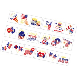 12 hojas de pegatinas temporales para la con temática, F, F. Etiqueta engomada del patrón de la nacional patriótica para la celebración del festival de niños y