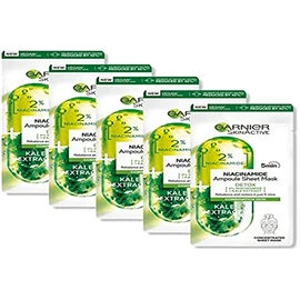 Garnier Ampoule Detox Cleansing Mask for Combination and Oily Skin, Black Coal Extract and Niacinamide, Pack of 5