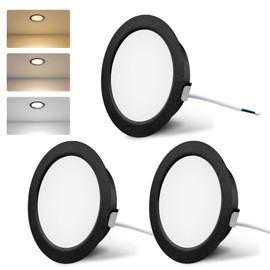 KYOTECH LED Recessed Spotlight, Black, 230 V LED Spotlights, 4 W, 300 lm, Ceiling Spotlight, 54-58 mm, Hole Dimension, Warm White, 3000 K, Neutral White, 4000 K, Cool White, 6000 K, Recessed