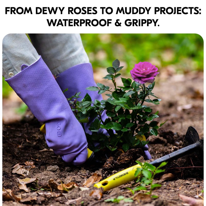 Vgo... 1 Pair Extra Long Gardening Gloves with Fresh Rich