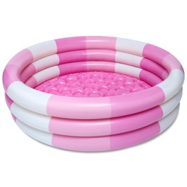 Auvitaya Inflatable Kiddie Pool, 3 Rings Round Blow up Swimming Pool for Baby Kids 1-3, Portable Toddler Stripe Water Splash Play Toys for Summer Backyard Party Birthday Gifts