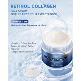 Retinol Cream for Face, Face Moisturizer with Collagen & Hyaluronic Acid, Anti Aging Neck Cream for Tightening Skin, Facial Creams Day & Night for Women and Men 2-Pack 3.4fl