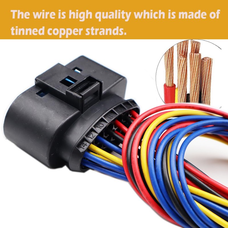14-Pin Headlight Connector Pigtail Plug Compatible with Ford Focus 2012-2018
