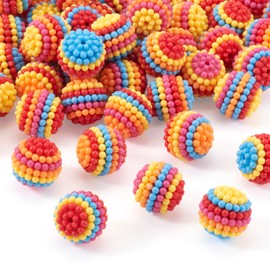 Cheriswelry 50Pcs 19mm Round Bubblegum Beads Rainbow Pearl Berry Beads Colorful Gumball Bracelet Beads for DIY Necklace Lanyard Jewelry Making Handicraft
