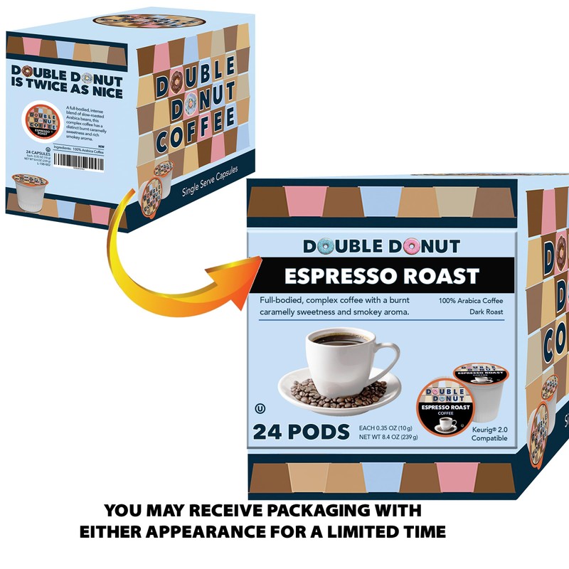 Double Donut Coffee Espresso Roast Blend in Recyclable Single Serve