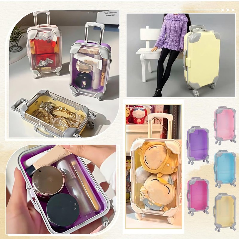 FINGERINSPIRE Pack of 5 Mini Suitcase Storage Boxes Made of