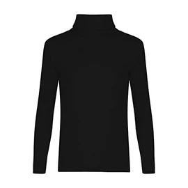 LUXE DIVA Kids Unisex Girls Boys Rib Polo Neck Top Turtle Neck Long Sleeve Rib Tops Size 5/6 7/8 9/10 11/12 & 13 Years Black