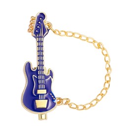 Guitar Tassel Chain Brooch Pin Cute Enamel Musical Instrument Badges on Backpack Guitar Brooches Badges Pins Present Gifts Accessories Brooch (Blue Guitar)