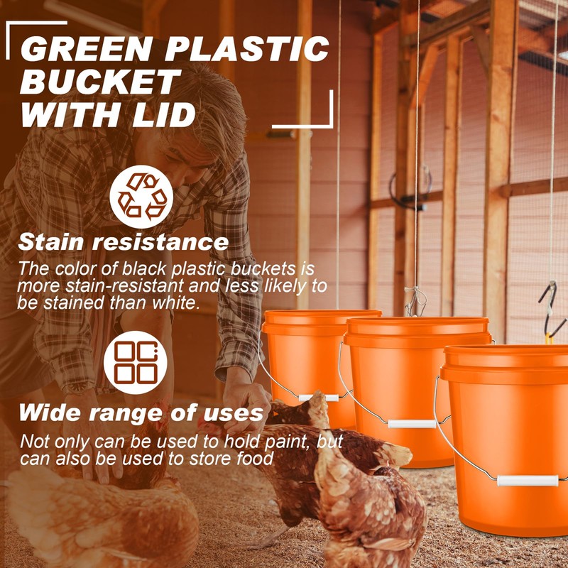 Ziliny 6 Pcs 2 Gallon Plastic Bucket Pail Container with