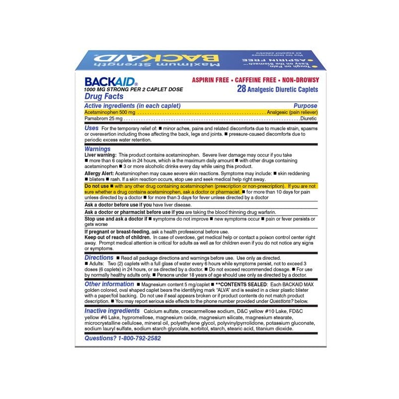 BACKAID Pills 28 Tablets (Pack of 6)