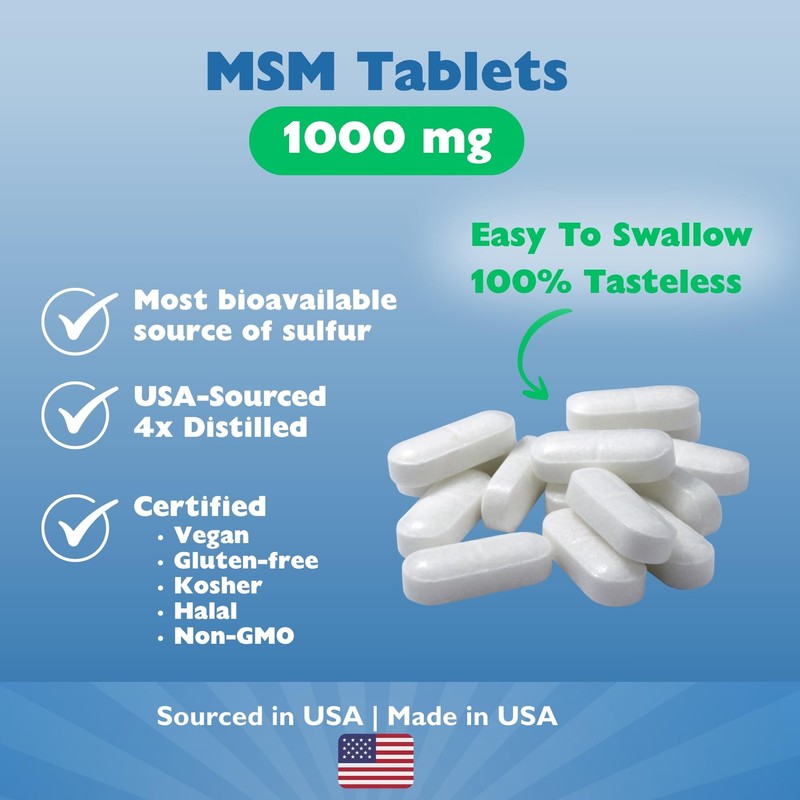 KALA HEALTH MSMPure MSM Tablets – 1,000 mg US-Made MSM