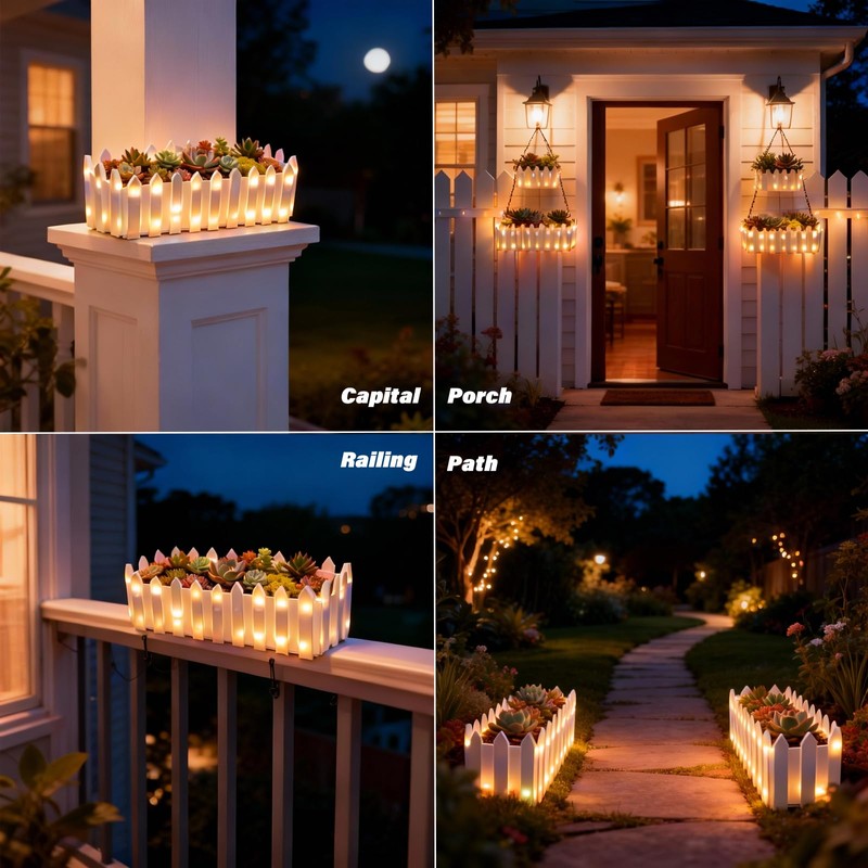 Solar Planter Lights Outdoor, 12-inch Rectangular LED Flower Pot with