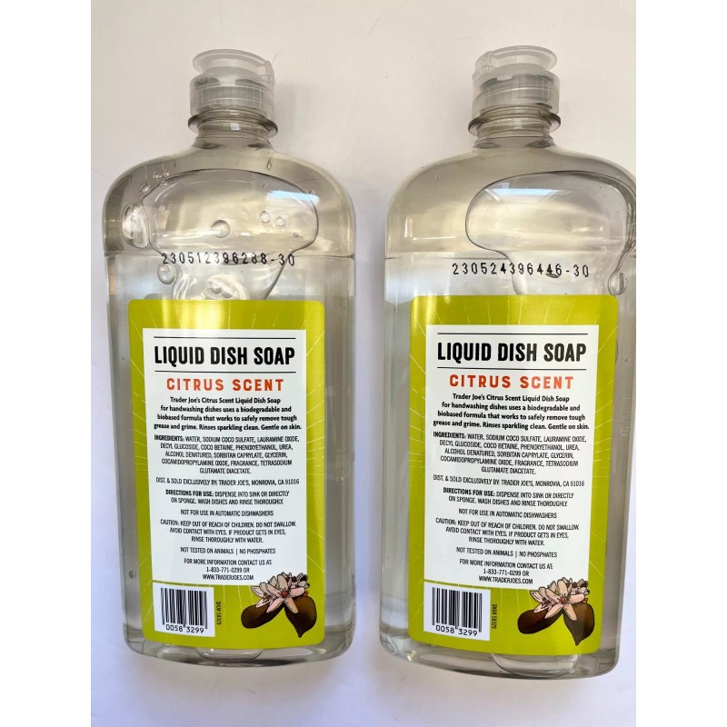Trader Joe's 2-Bottles Trader Joe's Liquid Dish Soap Citrus Scent