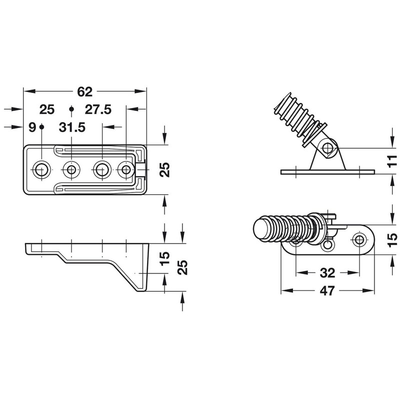 Gedotec Flap-Ex flap fitting for furniture flaps, folding fitting with