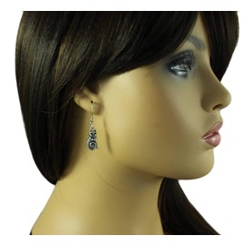 Lilylin Designs Antique Silver-tone Dangling Cat with Curled Tail Hypoallergenic Lightweight Earring for Women